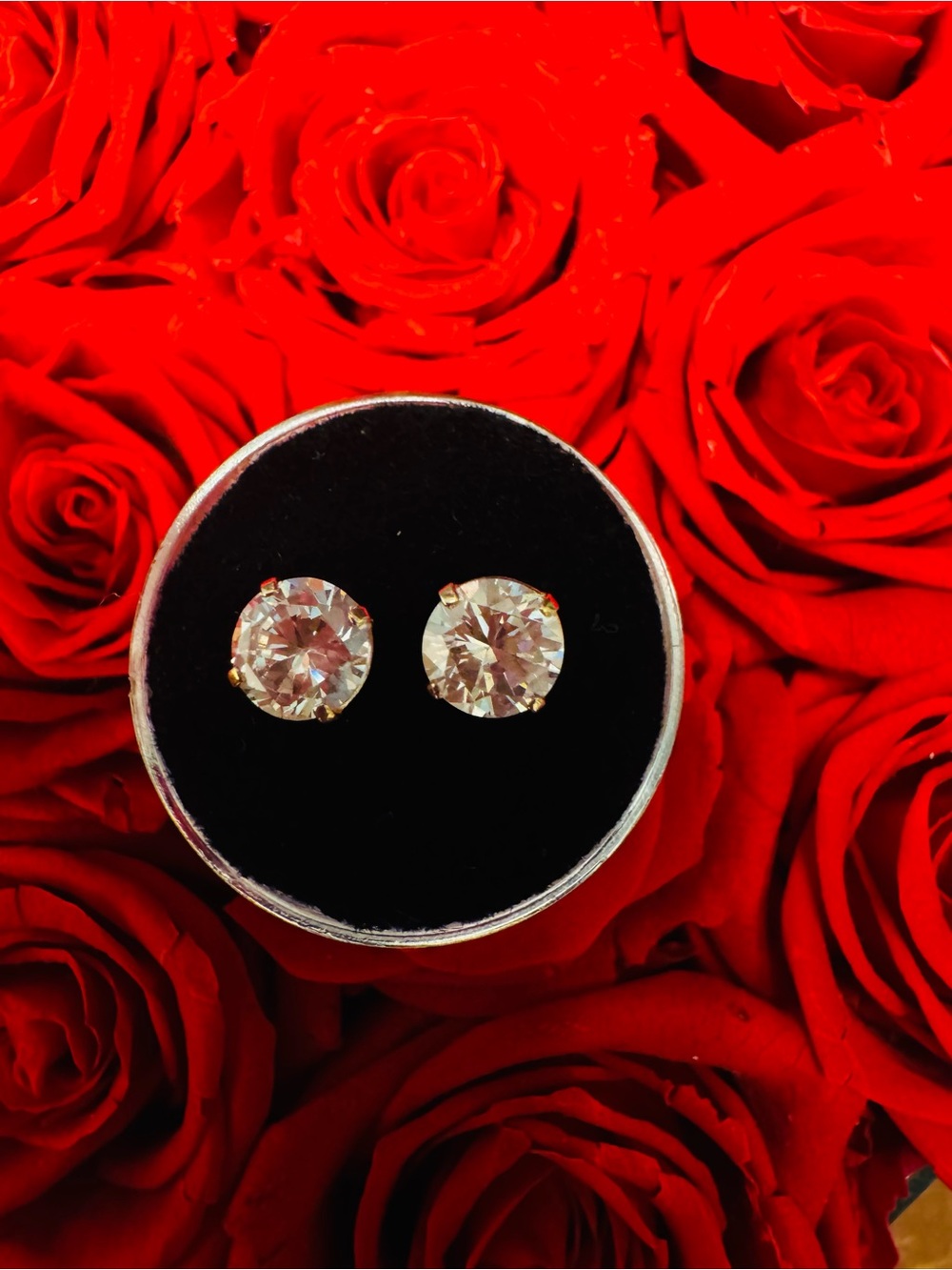 14K Solid Gold CZ Stud Earrings Approx. 1 CTW Round Solitaire Classic